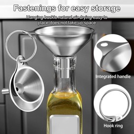 3pcs Stainless Steel Funnel Set - Versatile Kitchen Funnels for Bottles & Containers, Funnels for Transferring Jam, Cooking Oils, Liquids, Powders(1.77inch/ 2.2inch/ 2.95inch)