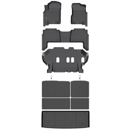 Binmotor-Floor Mats & Cargo Liner for Nissan Armaza/Infiniti QX80 2019-2024丨 Bench Seat (8 Seats) 丨TPE All Weather Car Mats for Nissan Armada Accessories Floor Liners Trunk Mat