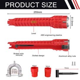 Lunyloer 8 in 1 Tap Spanner, Basin Wrench, Multifunctional Faucet Wrench Set, Sinks Bathrooms and KitchensHome Repairs for Tap Spanner for Tight Space