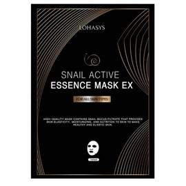 LOHASYS Snail, Active Essence Mask, EX, 0.9 oz (25 g), Set of 10, Sheet Mask, Face Pack, Korean Cosmetics, Drying, Pores, Moisturizing, Face Pack, Beauty, Face Mask, Sheet Pack, Skin Care, SNAIL