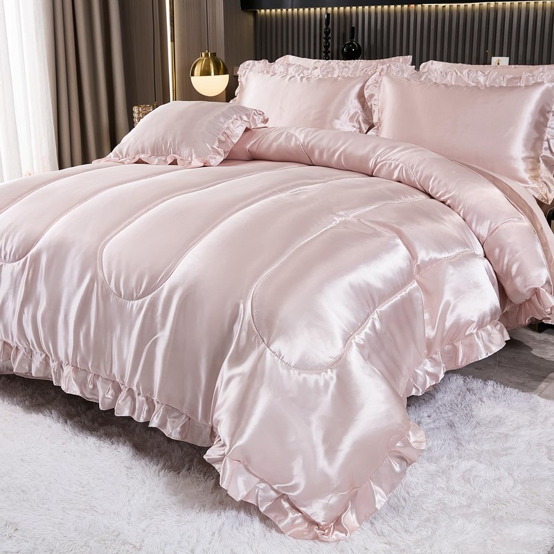 Luxury Silky Comforter Set with Sheet Set Full 8 Pieces