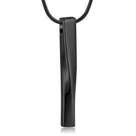 QGJNSGC Cremation Jewelry for Ashes Twist Bar Urn Necklace for Ashes Cremation Memorial Jewelry Ashes Jewelry Keepsakes for Women Men (Black)