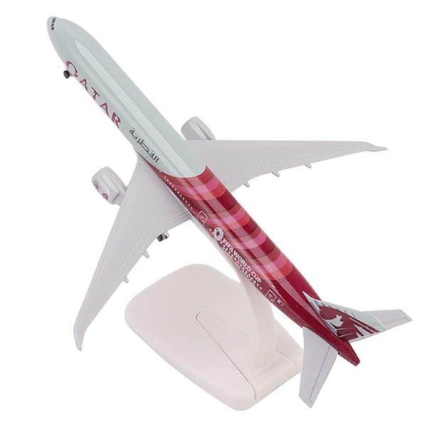 Keenso Alloy Diecast Plane Model, Airplane Model Alloy Qatar 777 Passenger Aircraft Home Decoration Complete Engraved Lines Simulated Stable Base Airways Plane Model