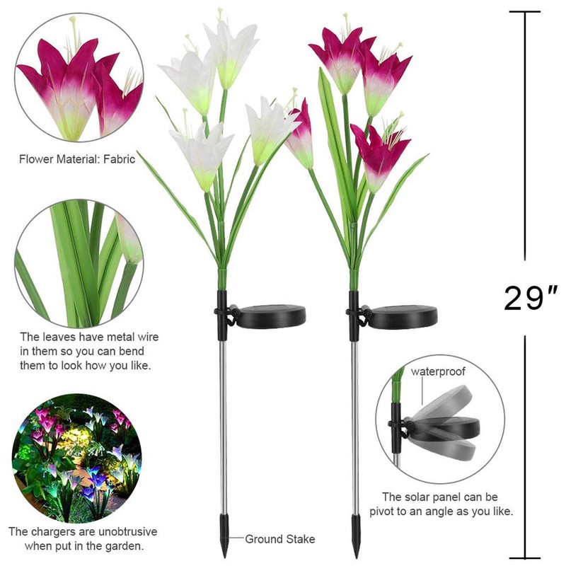 Outdoor Solar Lights – Decorative LED Flowers – Pack of