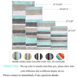 HEBE Microfiber Bath Rug Set 2 Pieces Bath Mat and Runner for Bathroom Non-Slip Extra Soft Thick Bathroom Rug Floor Carpet Water Absorbent Machine Washable,26"x18"+48"x18"