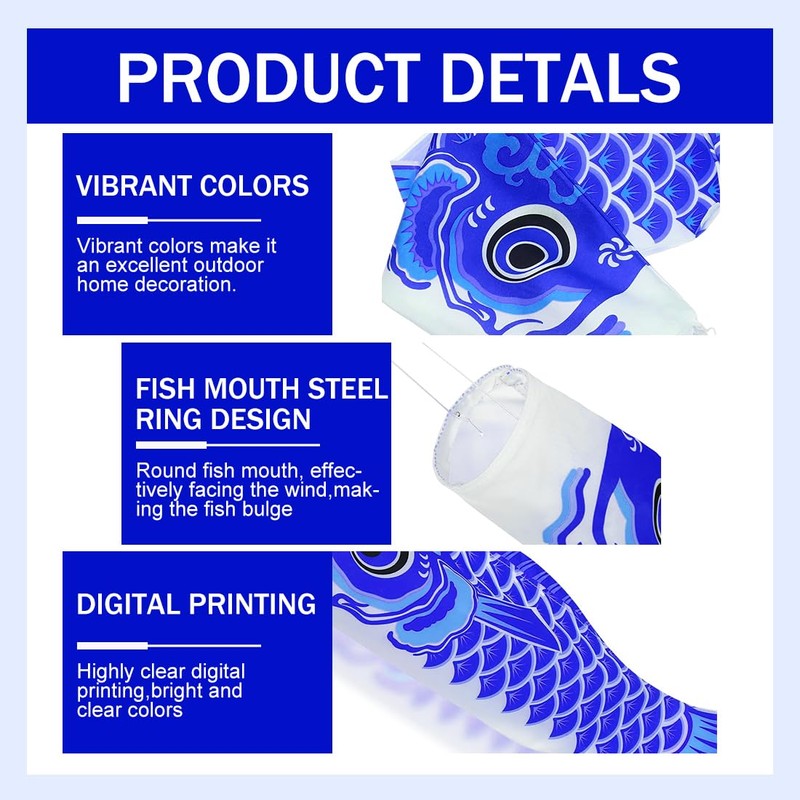 1 Pack Koi Fish Swing Windmill Design 3D Japanese Carp