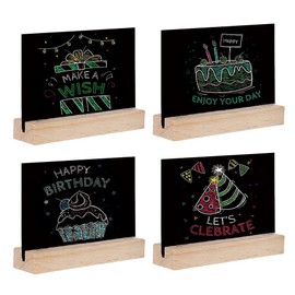 Pack of 4 Rectangular Mini Boards, Mini Message Board, Blackboard Price Tag, Party Mini Blackboard, Mini Blackboard Set, Chalkboard for Labelling, Suitable for Dining Room, Kitchen, Living Room,