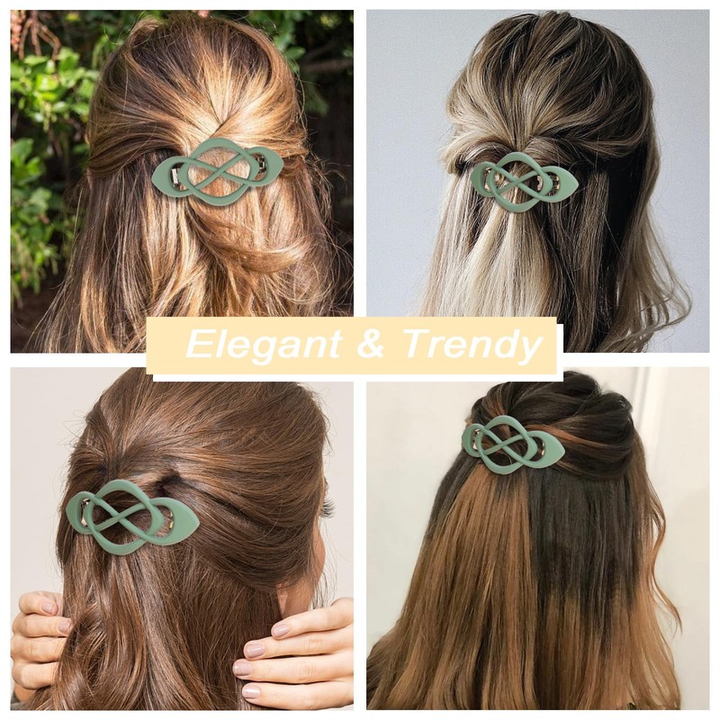 Amariver Green Hair Barrettes for Women 4packs Hair Clips French