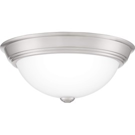 Quoizel Erwin Flush Mount Ceiling Light, 13 Inch 2-Light Brushed Nickel Opal-Etched Frosted Glass Shade, Ceiling Light Fixture for Hallway, Kitchen, Bedroom, Dining, Farmhouse or Office