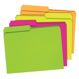 Pendaflex File Folders, Glow, 1/2 Cut Tab, Letter Size, Assorted Neon Colors, Ideal for Office/School/Home Organization, 24-Pack