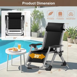 H&ZT Zero Gravity Chair, Adjustable Reclining Lounge Chair With Cushion&Headre