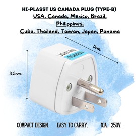 Canada Universal Travel Plug Adapter, 4 pc, UK India European to US Adapter, US Plug Adapter, US Travel Adapter, Plug Converter, Universal Travel Adapter(Gray)