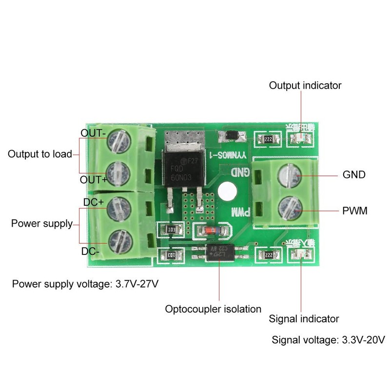 Candeon MOSFET Driver Module, Control Module MOS, 3-20V to 3.7-27VDC