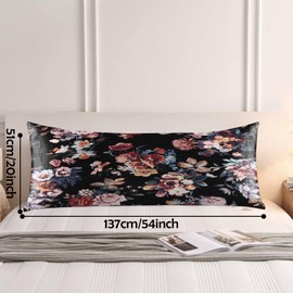 GABraden Body Pillow Cover - Super Soft Microfiber Body Pillow Case,Hidden Zipper,Print Pattern,Comfortable Fabric,Lightweight and Breathable,The Size is 20 "X 54"(Black-Flower)