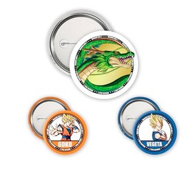 ABYstyle - Dragon Ball Badges Pack Goku, Vegeta & Shenron, Dimensions: 1 Badge de 5 cm and 2 Badges de 3.2 cm, Alloy Steel, Alloy Steel