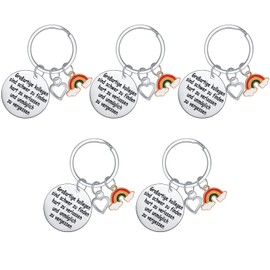 Pack of 5 Farewell Colleague Keyrings, Best Colleague, Birthday Gift for Women, Girlfriend, Rainbow Lucky Charm Gifts for Colleagues, Farewell Gift for Women, Mum, Work Colleague