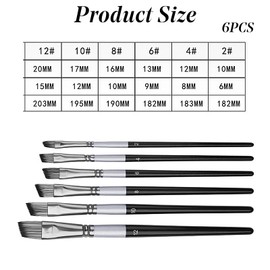Paint Brush Set for Art 6 Pcs Angled Flat Paintbrush Kit Artist Paint Brushes for Acrylic Watercolor Oil Gouache Craft Detail Face Model Painting Brushes for Beginners Professionals
