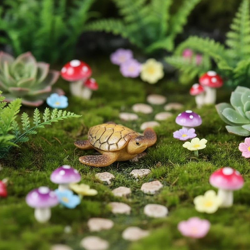 Ssmmam 2Pcs Miniature Sea Turtle Figurines for Fairy Garden, Fish