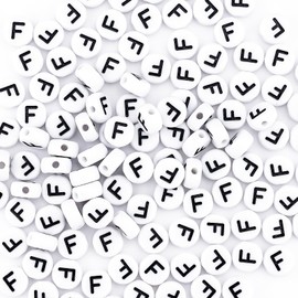 Sunrica 300Pcs Acrylic Letter Pony Beads for Friendship Jewelry Making 4X7mm Individual White Alphabet Beads kit F