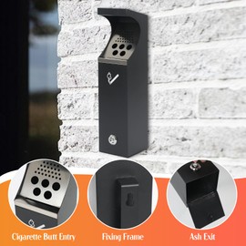 HSSZXFR Outdoor Wall Mounted Trash Can with Lock, Commercial Garbage Can Container, Stainless Steel Trash Bin Hanging for Home Office Patio Hotels Bars, Easy to Clean