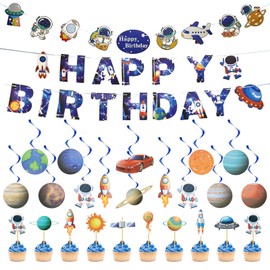 Outer Space Themed Party Birthday Decorations, 26pcs Astrobot Kids Party Decorations, Suitable For Birthday Parties, Classroom Decoration (Including Two Banners)