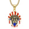 MayiaHey Chief Head Pendant, Native American Indian Chief Head Necklace