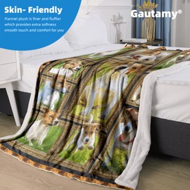 Jack Russell Terrier Blanket for Women Men, Jack Russell Terrier Gifts for Dog Lover, Soft Cozy Lightweight Warm Flannel Blankets and Throws for Sofa Living Room Decor, 60" x 80" Twin Size