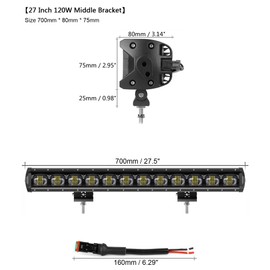 SUFEMOTEC 6D Lens 27 Inch 120W Single Row LED Light Bar Off Road for ATV Trailer 4x4 Offroad SUV Trucks Flood Beam LED Work Light Driving Lamp IP68 with Waterproof Plug 12V 24V