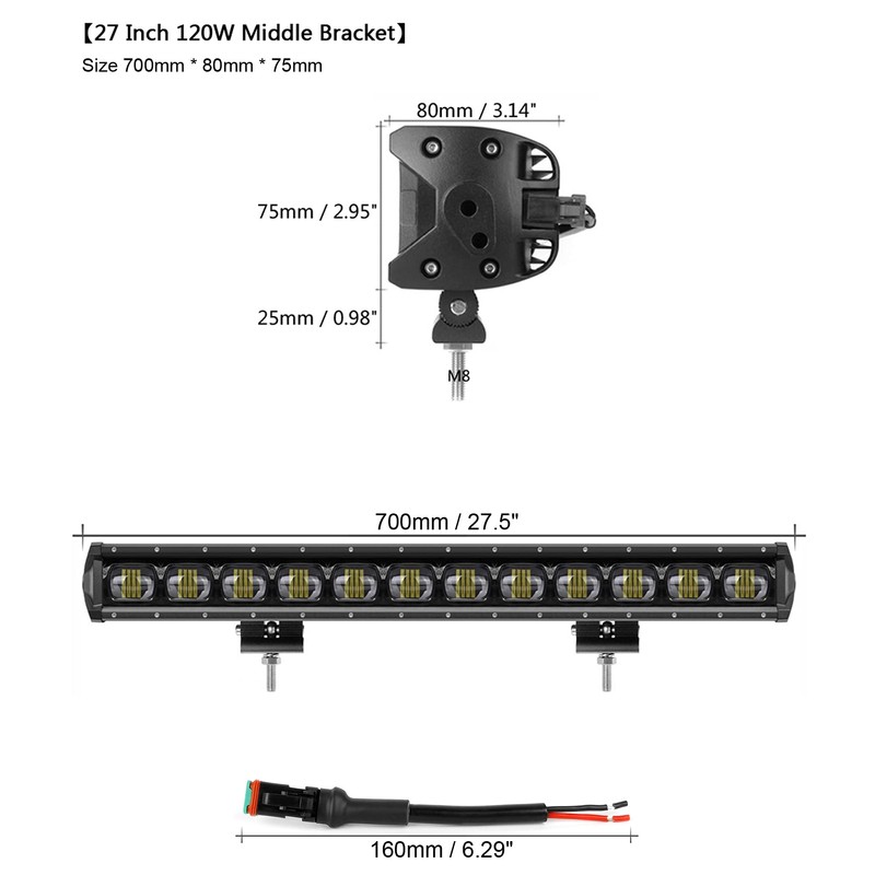 SUFEMOTEC 6D Lens 27 Inch 120W Single Row LED Light