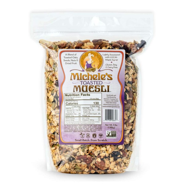 Michele's Granola Muesli, Toasted Muesli Cereal, 3 LB Bulk Bag, Gluten-Free, No Refined Sugar & Non GMO Project Verified