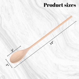 HANSGO 3PCS Long Handle Cooking Spoons, 14 Inch Long Wooden Spoons Wooden Tasting Spoons Japanese Style Large Cooking Spoons