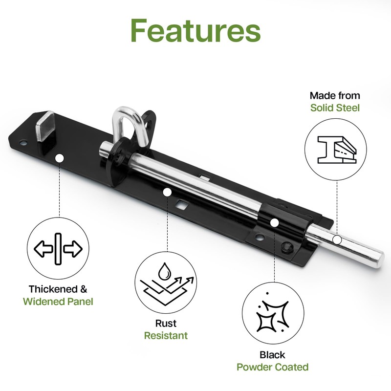 Galvanised Brenton Bolt Sliding Door Lockable Padbolt – 8" (202mm)