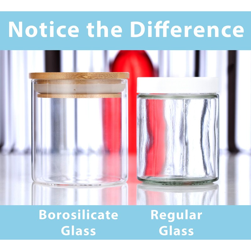 4 oz Premium Borosilicate Clear Tall Glass Jars with Bamboo