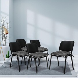 Zalvox Office Stacking Chair Cushions 4 Pack, Corduroy High Density Foam Kitchen Seat Cushions with Ties, Square 17" x 17" Indoor Non-Slip Dining Chair Pads, Grey，4pcs