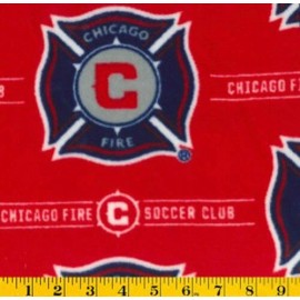 MLS Fleece Fabric Fleece MLS Chicago Fire Major Soccer Fleece Fabric Print by the Yard CA
