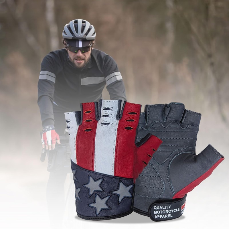 Hugger American Flag Goat Skin Fingerless Glove (Large)