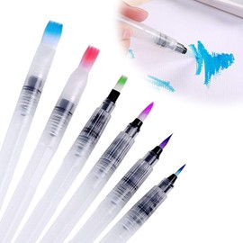 HENGBIRD Different Thicknesses Water Tank Brush Watercolour Professional Water Brush Pen Water Brush Set with Tank for Watercolour / 6 Water Tank Brushes for Watercolour Painting Labelling