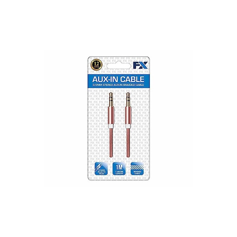 AQUARIUS FX Powabud Aux-In-Cable 3.5mm Braided, Rose Gold