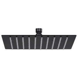 vidaXL 20x20 cm Square Rain Shower Head Stainless Steel - 100 Anti-Limescale Nozzles, Easy-to-Clean, Angle-Adjustable, in Stylish Black