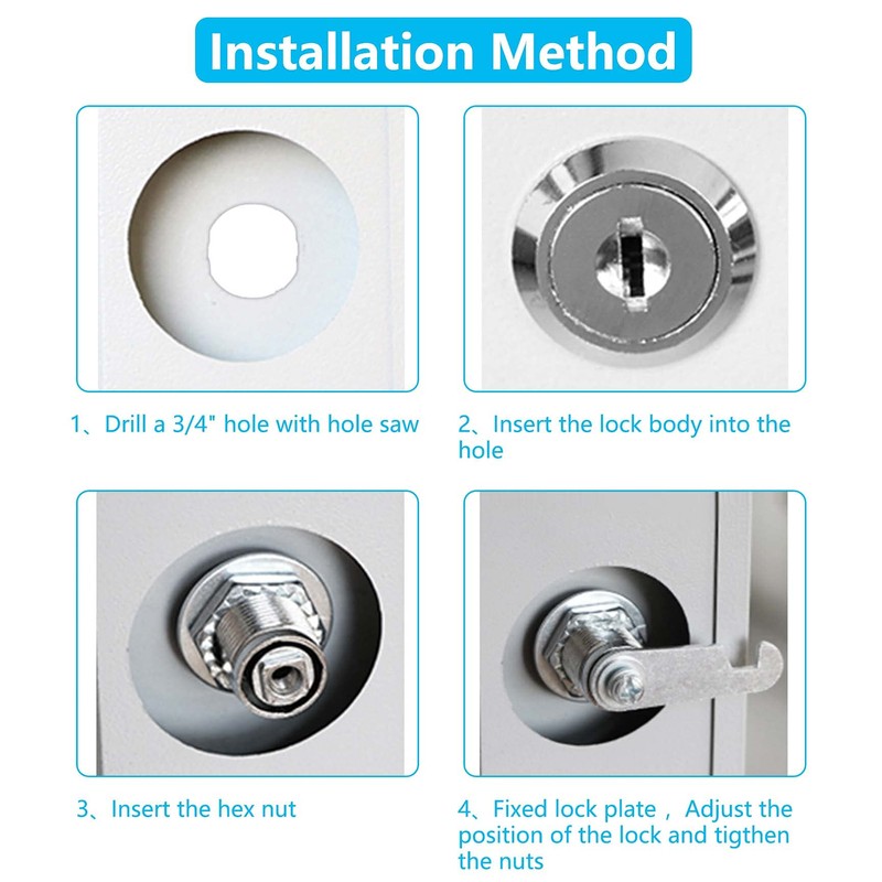 Jiozermi 5 Pack Cabinet Cam Locks Keyed Alike, 3/4" (20mm)