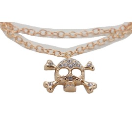 Unbranded Women Gold Metal Chain Link Boot Bracelet Shoe Anklet Biker Skeleton Skull Charm