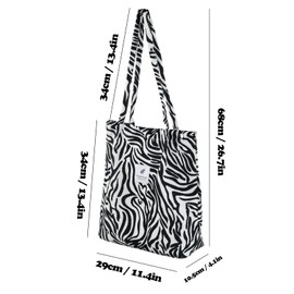 Wisebom Cord Bag Shoulder Bag Women's Zebra Tote Bag Fashion Leopard Shopper Bag Large Capacity Cord Handbag Shoulder Bag for Everyday Shopping School Travel, zebra