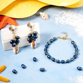 PandaHall 100pcs 7~8mm Natural Cultured Freshwater Pearls Oval Shape Black Beads Loose Beads for Necklace Bracelet Jewelry Making