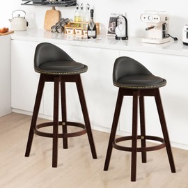 UJOYPAD Swivel Cushioned Bar Stool Bar Beight,Upholstered Counter Height Barstools with Low Back & Foorrest,29" Seat Hight Bar Chairs,Swivel Counter Height Barstool Set of 2 for Kitchen Island