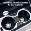 Britimes 2 Pack Car Coaster, Absorbent Ceramic Stone Cork Base