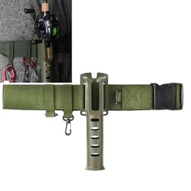 Enjoyard Adjustable Fishing Rod Holder in Belt Shape - Portable Fishing Rod Holder Belt, Fishing Rod Support for Surf Casting and Kayak Fishing, Waders Accessories for Men (Green)