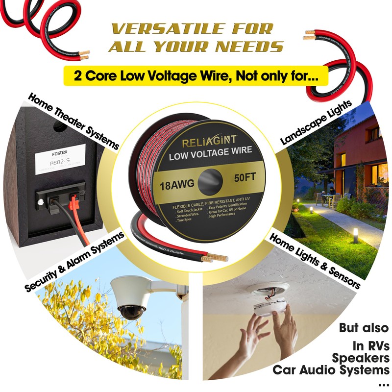 14 Guage 50FT Electric Wire for Low Voltage Application, LED,