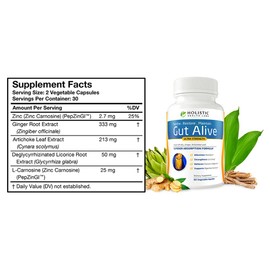 Gut Alive - All Natural Support to Fight IBS, Heartburn, Acid Indigestion, Acid Reflux, Bloating & Gas. Unique Formulation (60 Count (Pack of 3))