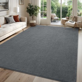 FALARK 6x9 Feet Area Rug for Living Room, Large Dark Grey Rugs for Bedroom, Modern Low Pile Washable Memory Foam Indoor Carpet, Non Slip Rectangle Carpets for Home Decor