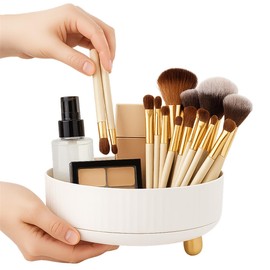 360° Rotating Perfume and Skincare Organizer Tray – White Lazy Susan Makeup Organizer for Bathroom Countertop, Vanity, Dresser, Sink – Cosmetic Storage Tray for Women, Teens, Dorm, Apartment